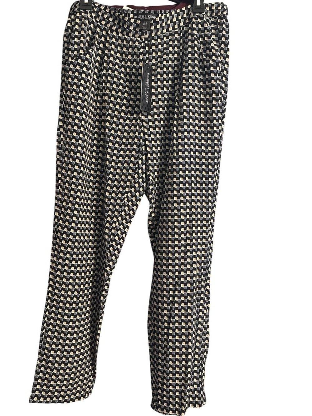 Russell Kemp Womens Geometric Print Elastic-Waist Pants US 12 New With Tags